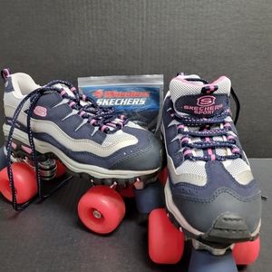 Skechers Sport Roller Skates 4 Wheelers Women's Sz 7.5 Pink/Blue/Gray